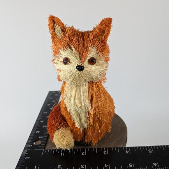 Sisal Straw Fox Fall Decor Bottle Brush Rustic Farmhouse Autumn Charm Accent - Picture 8 of 12